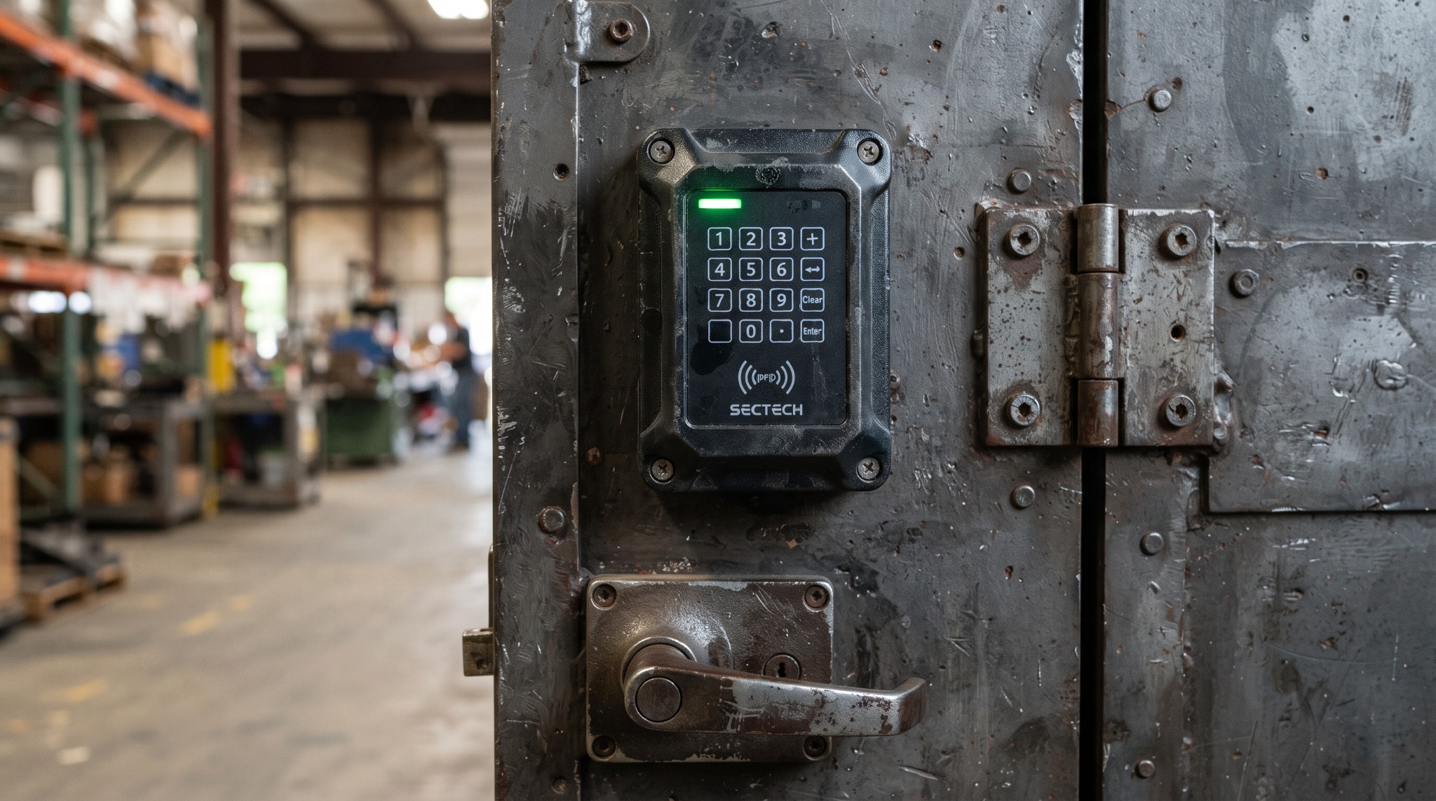 Robusten RFID čitalec na industrijskih vratih